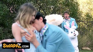 Easter Egg Hunt Taboo Swap: Horny Stepbrother Fucks Friend's Mouth and Pussy Hard