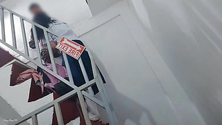 Fire Exit Public Outdoor Sex, Professor Fucked Student 18+ Doggystyle Creampie
