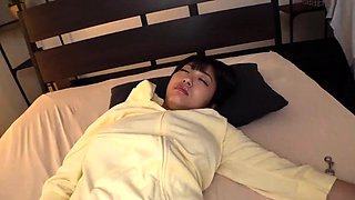 Horny japanese played on her hairy pussy and big boobs