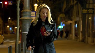 Blondie bobs on black cock, moans in pure delight