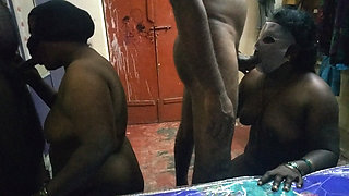 Village Group Sex- Two Aunty Two Guys Hot Sex