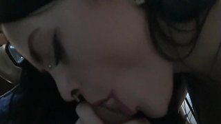 Brunette with cute piercings wants hard penis inside