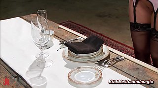 Bound MILF teached to service and fuck