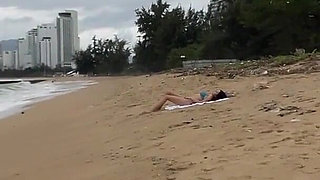 Babe Can I Cum on Your Tits? - Cock Flashing on the Beach