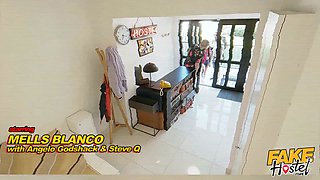 Angelo Godshack & Mell Blanco take turns pounding tiny Latina 18yo in wild threesome