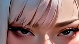 (4k) Ai Animated Hot Big Ass White Hair Asian - POV Blowjob & Fucking