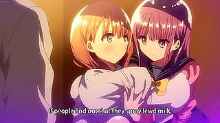 Threesome with my sister, I get sandwiched between two big tits and cum inside them.