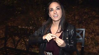 Hispanic stunner riding that dick in a POV public movie