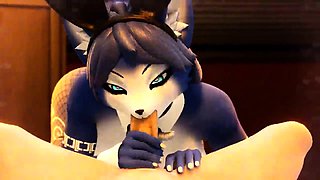 Hentai redhead gives blowjob and having sex