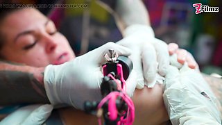 Big Dicks with Couple Inked Foursome Merry Gets Tatted