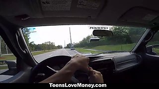 Teenslovemoney - huge boobed babe (Ashley Adams) gets towed, pounded and paid!