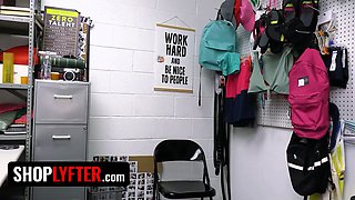 Nerdy lady Breezy Bri gets dominated in the backroom for stealing from the wrong shop - shoplyfter