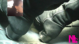 Driving Fast in Black Suede Knee High Boots