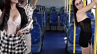 College Student Being Fitted by Stranger on the Bus!