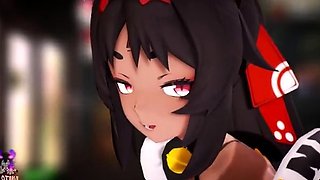Hentai redhead gives blowjob and having sex