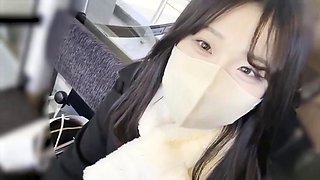 Small titted asian beauty giving blowjob