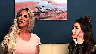 Cute voyeur babes watching guy jerking