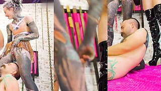 Four Latex Dommes Led by Anuskatzz Turn Their Slave Into a Living Toilet