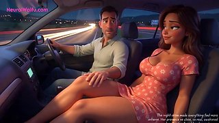 MILF seduces old family friend with secret sex in car (AI Hentai)