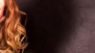 Redhead slut with big boobs goes down