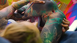 Horny tattooed girls double assfucking – two rods vs 2 crevices facial accomplish