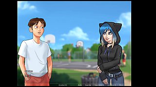 Summertime saga, big tits, college girl