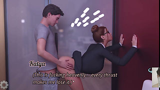 My Boss Secretary Fucks Me in the Office While the Boss Is Right There and He Catches Us