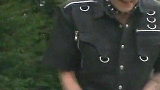 Dominating hanging pussy pinching in the park