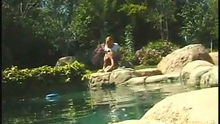 Vintage lesbian dildo playing in the garden