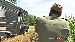 Kelly La Beurette Bareback Pounded in French Bukkake