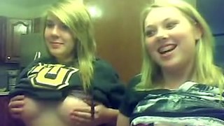 friends showing tits together on webcam
