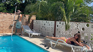 Lucky Pool Cleaner Did Well, by the Pool with Very Hot Famous Client