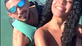Spending time with ebony latina bitch on the speedboat real good