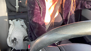 Car Ride with Hot Horny Stepmom Artemisia Love Flashing and Showing Her Juicy Boobs While Driving in California