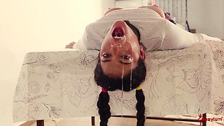 Molten Spanish PHAT ASS WHITE GIRL gets a raunchy rectal and dirty suck sesh in restrain bondage while not being permitted to jizm