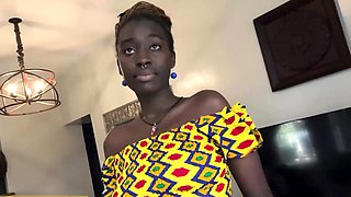 Saggy tits ebony slut sloppy blowjob