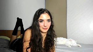 Cute teen amateur brunette masturbating 1