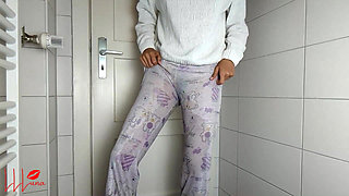 Triple Shame! Asian Teen 3x Desperate to Pee Pants Wetting - Serial Toilet Denial Leaves Pajama, Yoga Leggings & Shorts Soaked