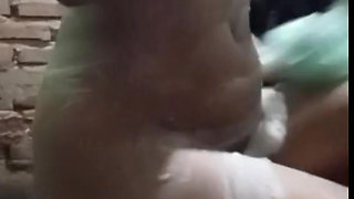 Wife shows off her body while bathing and masturbating