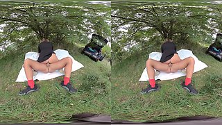 Amateur Brunette's Wild Public Passion in Uniform