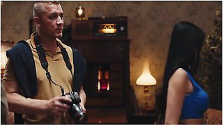 Clea Gaultier And Steve Q - French Brunette With Fake Enhanced Huge Boobs Gets Her Nipples Sucked While Frozen In Time