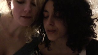 Blonde Brunette Lesbians Sucking And Fucking in club toilet