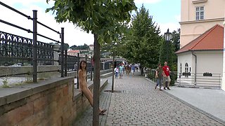Brunette amateur teen fucks in public POV