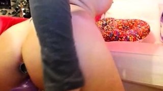 Tight sweet clit and ass solo toy fun