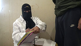 Naughty female muslim doctor gives a handjob to one of her patients