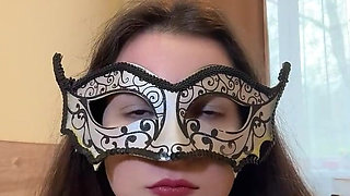 Russian Talkative Cutie in Stockings and Heels Dancing Striptease