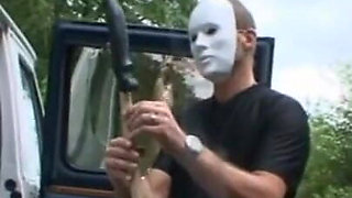 Humiliating whipping and pussy penetrated I the forest
