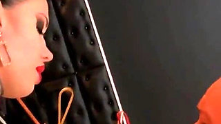 Miss Alessa Milano Femdom Cum Feeding Blowjob Training by German Mistress in Latex Dress