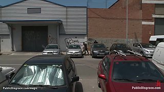 Redhead fucked in various public places