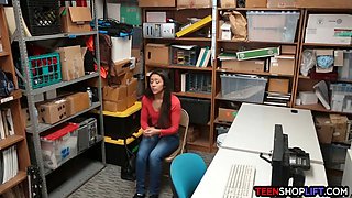 Busted latina young thief sucks and pounds to go free-for-all